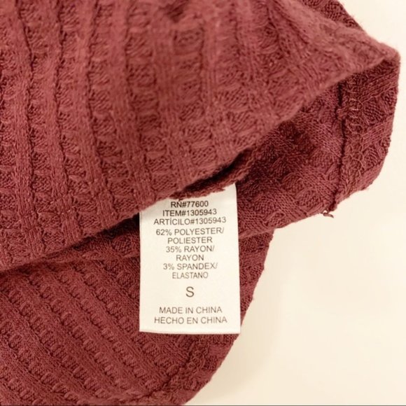 Chaser Waffle Scoop Neck Button Sleeve Thermal Top S - Picture 5 of 6